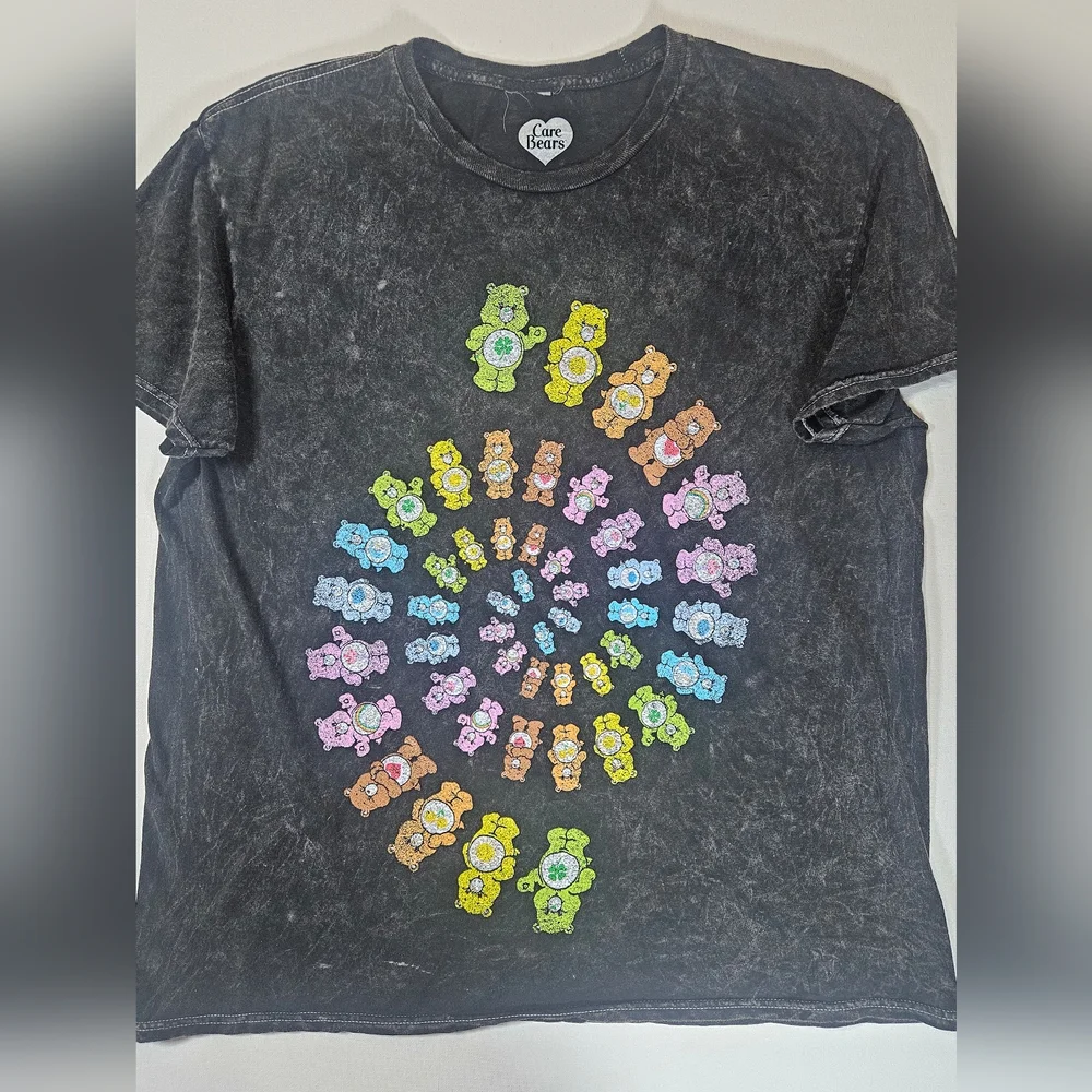 Care Bears T-Shirt Mens Large Black Distressed 90's Retro Inspired Graphic Tee - Picture 1 of 5